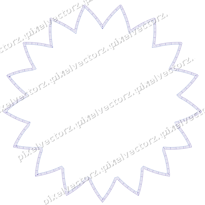 Decorative line art frame in blue and cyan with oval and zigzag edge
