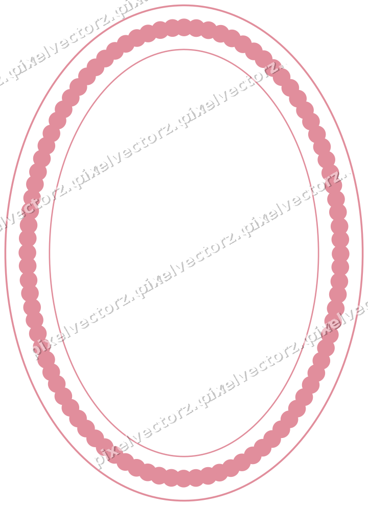Decorative line art frame in pale pink and pale red with oval