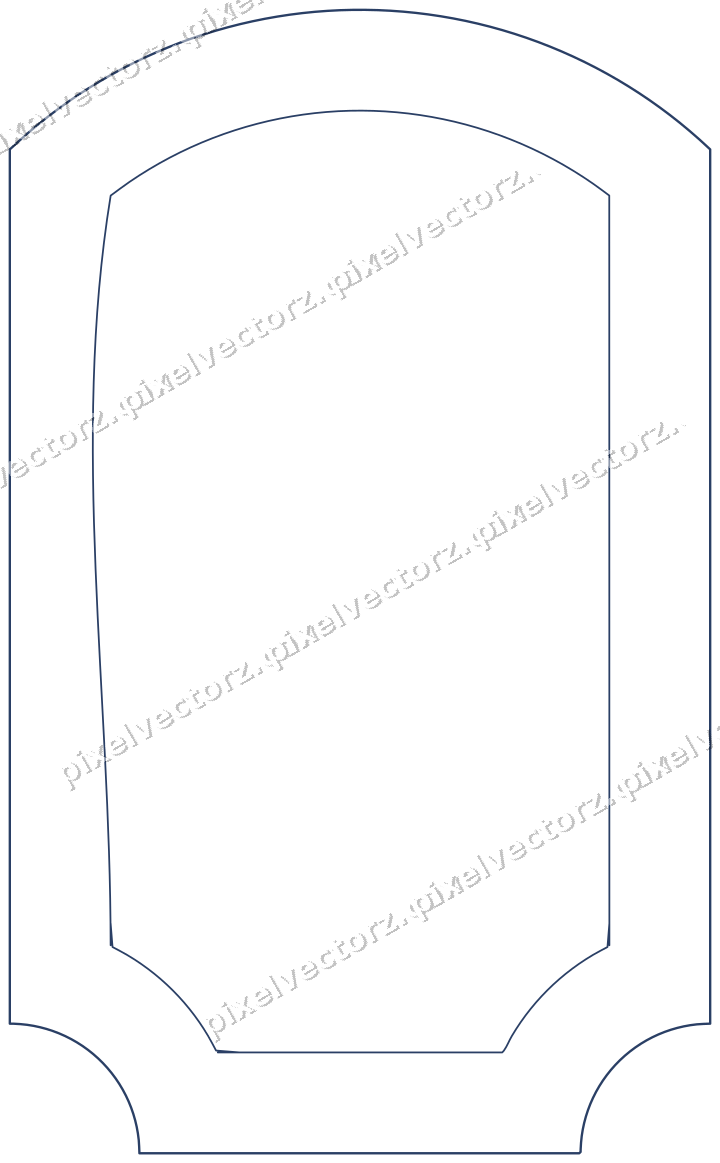 Decorative line art frame in dark blue and white with label plaque