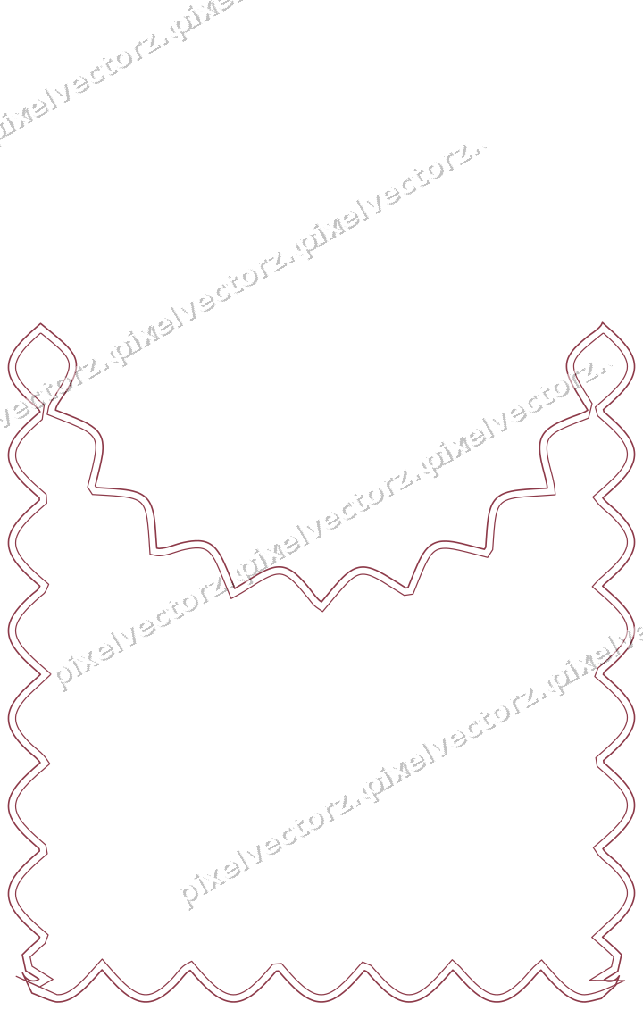 Decorative line art frame in dark pink and amber with label plaque