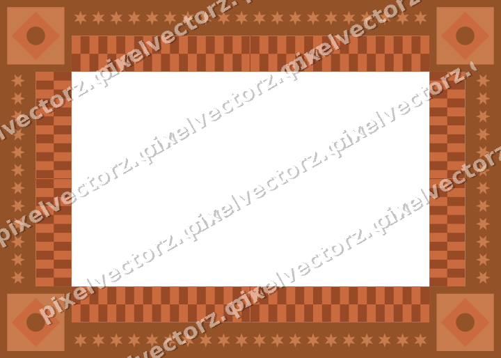 Decorative picture frame border in orange and blue with star band