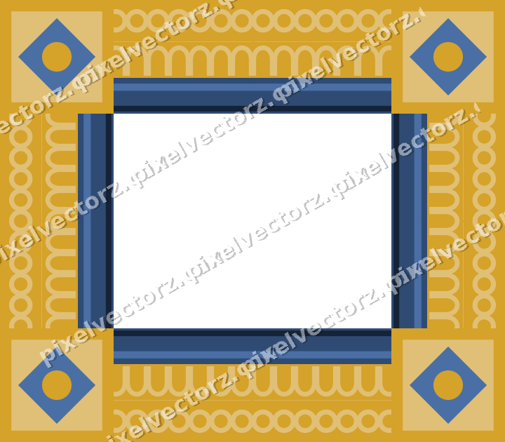 Decorative picture frame border in dark blue with arcade frieze
