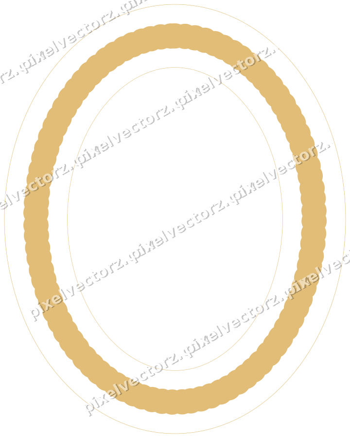 Decorative line art frame in amber and dark teal with oval