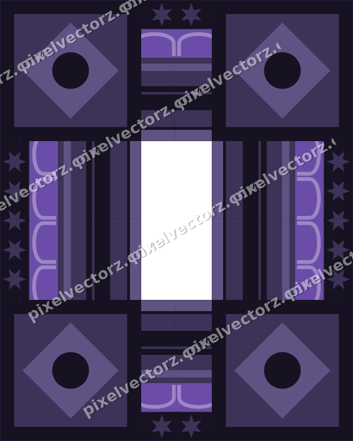 Decorative picture frame border in amber and purple with star band