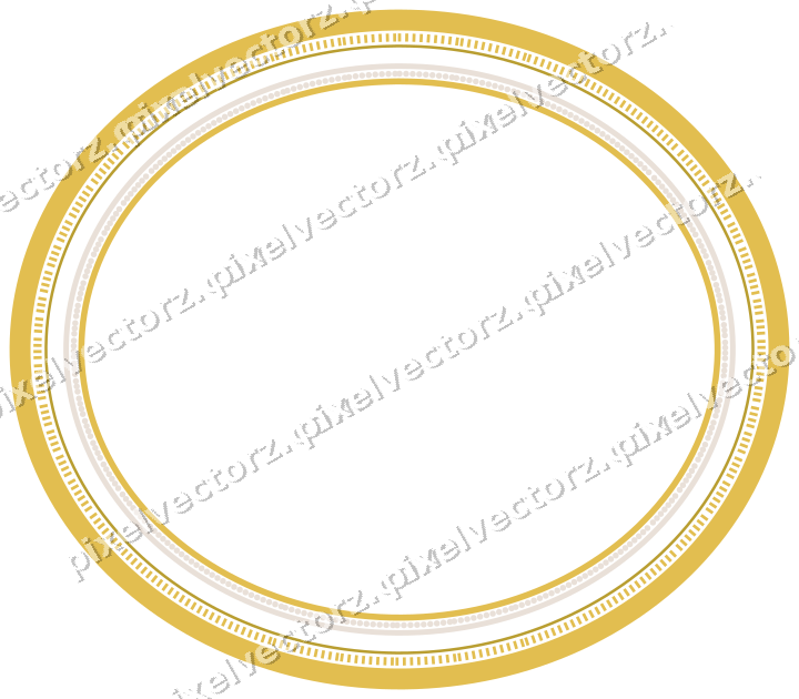 Decorative line art frame in amber and pale orange with oval