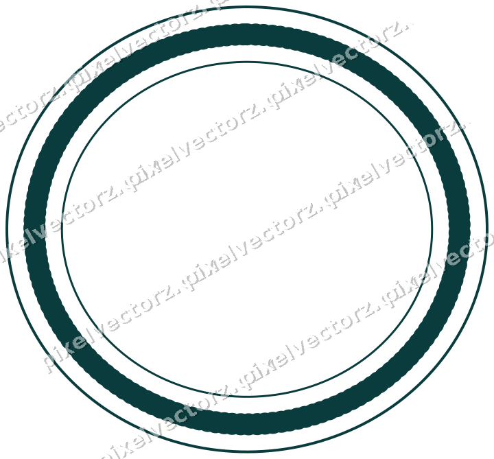 Decorative line art frame in orange and teal with oval and beaded line