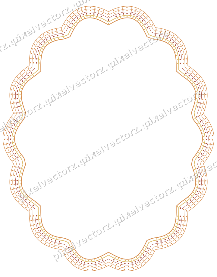 Decorative line art frame in orange and amber with oval