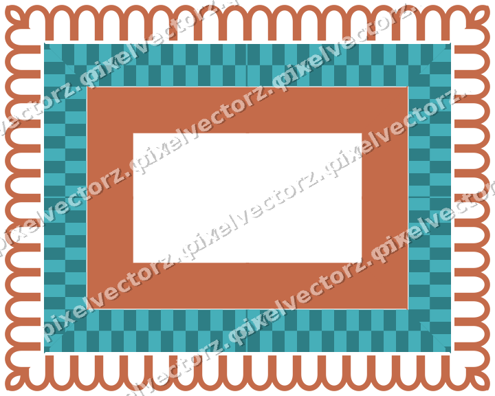 Decorative picture frame border in dark teal with arcade frieze