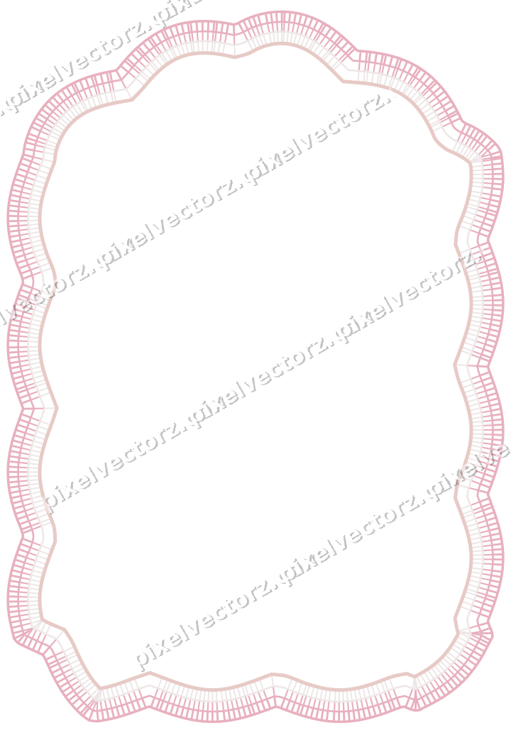 Decorative line art frame in pale pink and pale red with label plaque