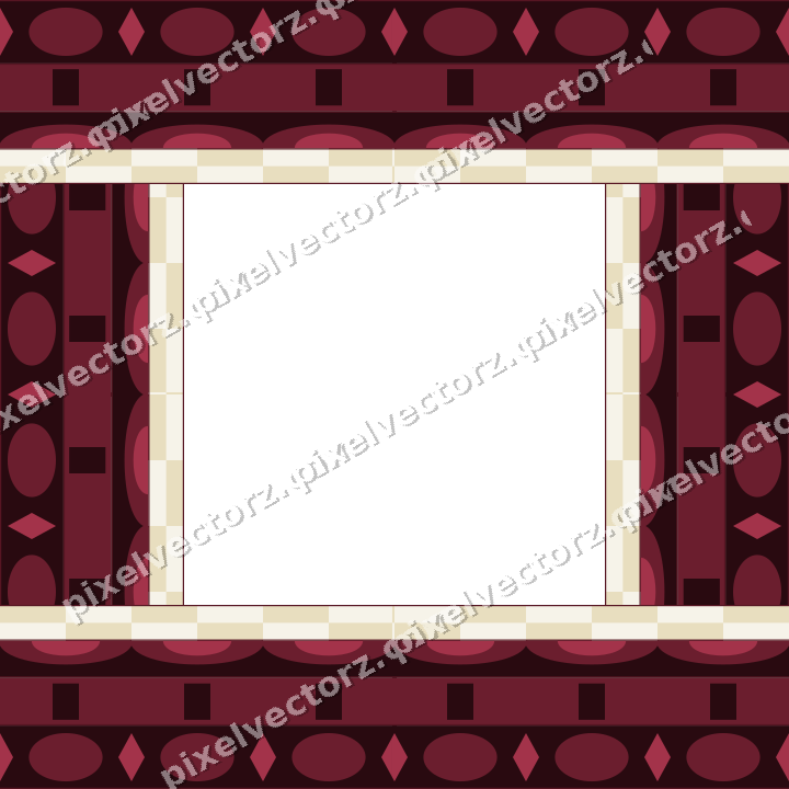 Decorative picture frame border in dark pink and red with scale band