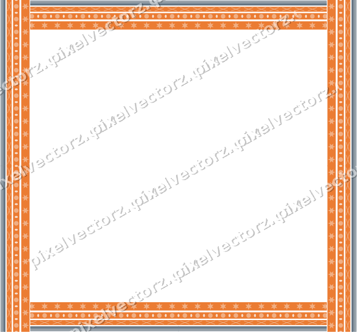 Decorative picture frame border in blue and orange with cross band
