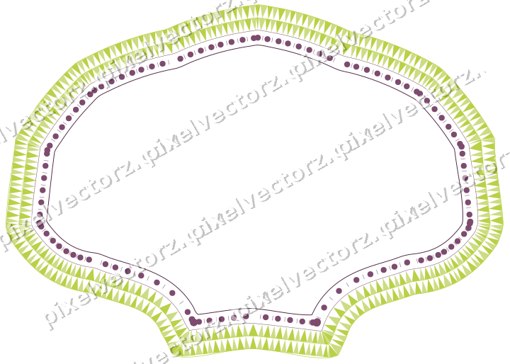 Decorative line art frame in dark magenta and lime with label plaque