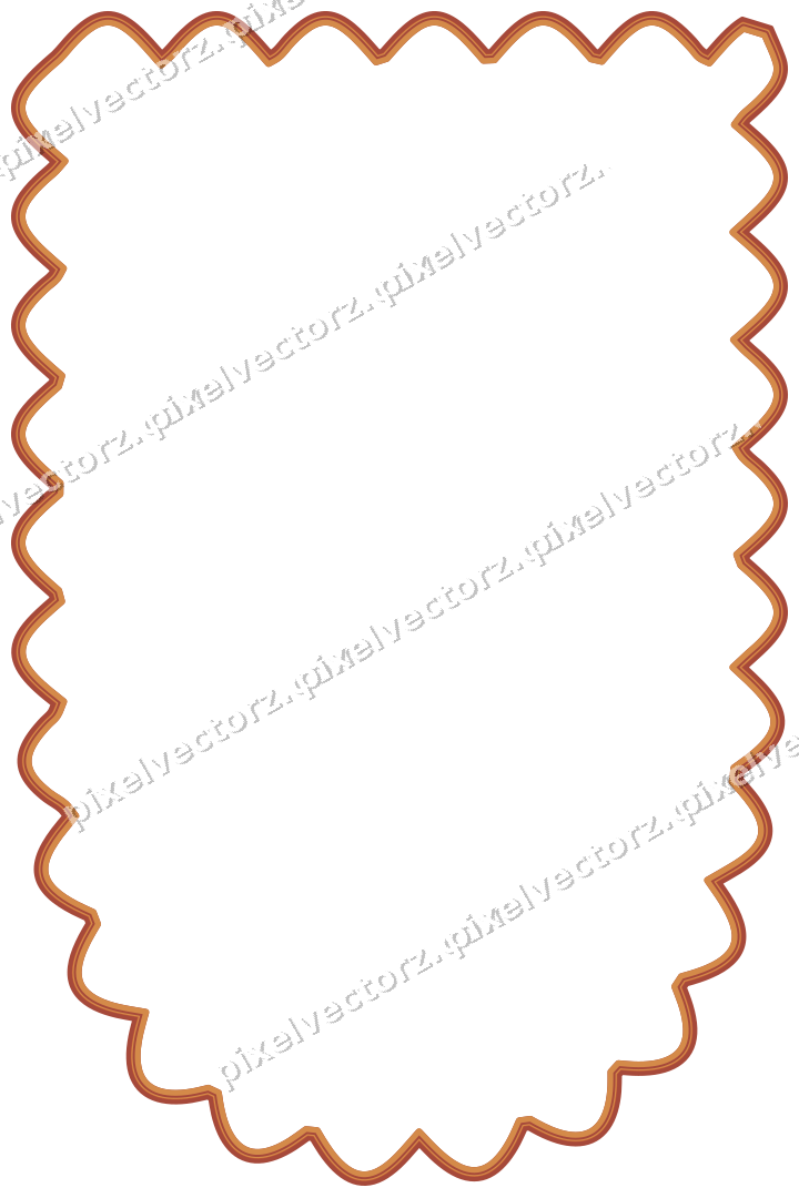 Decorative line art frame in orange and amber with shield