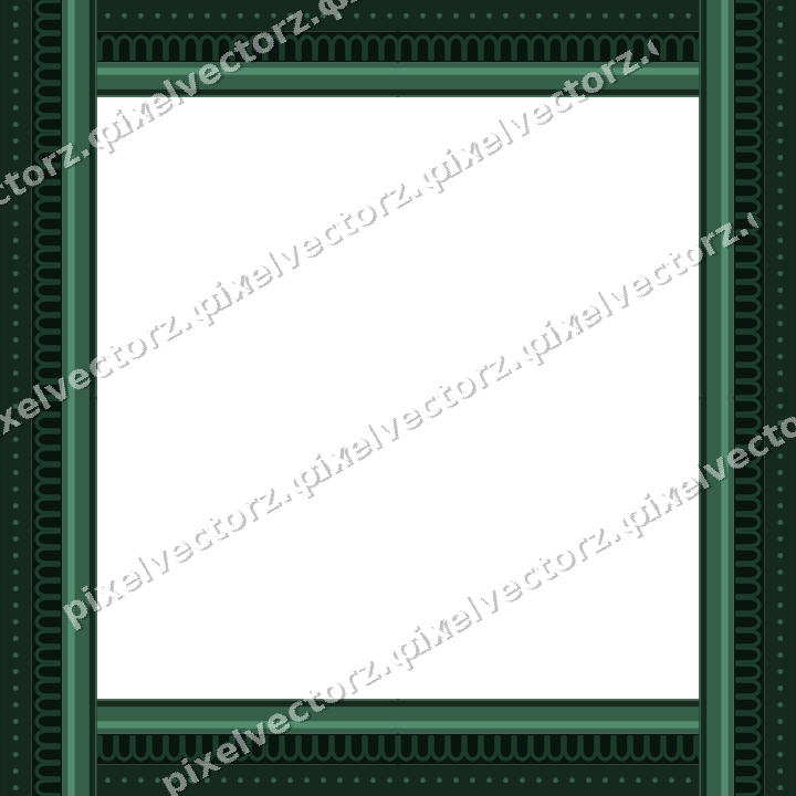 Decorative picture frame border in dark green and orange with dot row