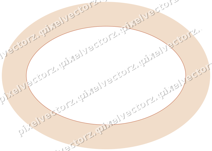 Decorative line art frame in dark teal and orange with oval