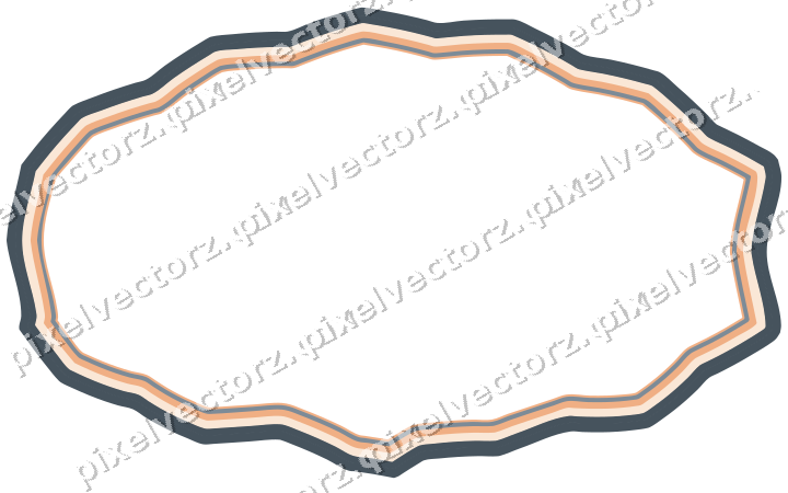 Decorative line art frame in blue and orange with label plaque