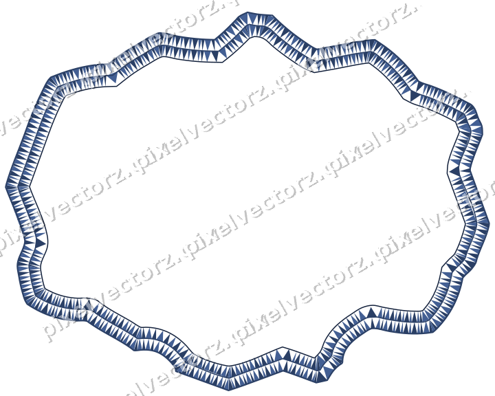 Decorative line art frame in dark blue and white with label plaque