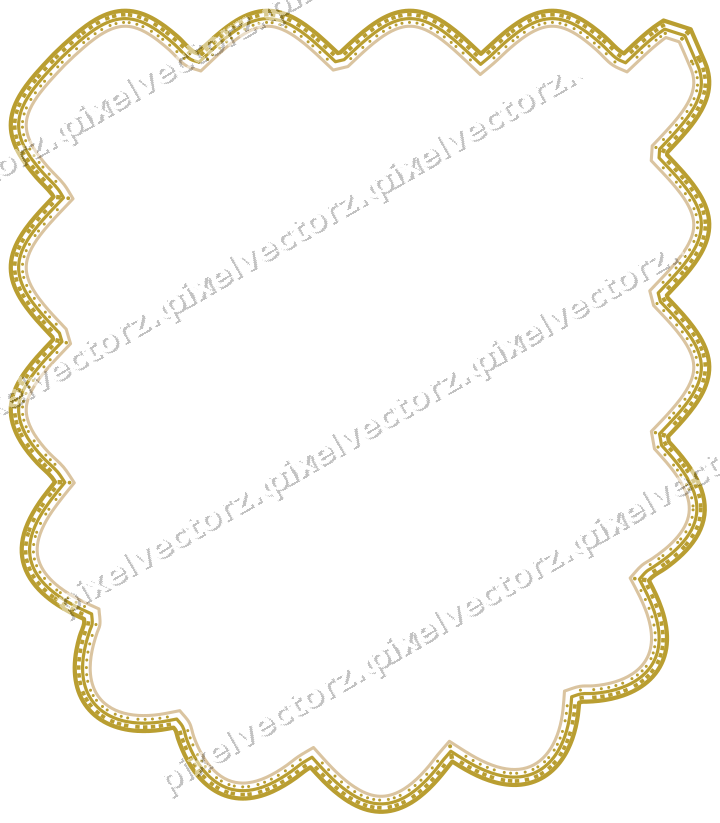 Decorative line art frame in amber and pale orange with shield