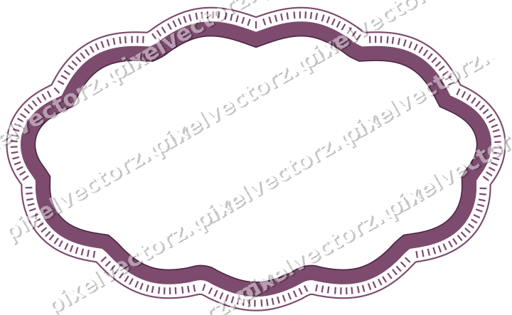 Decorative line art frame in dark magenta and lime with oval