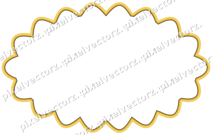 Decorative line art frame in amber and blue with oval
