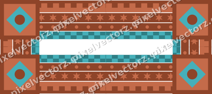 Decorative picture frame border in dark teal and orange with dot row