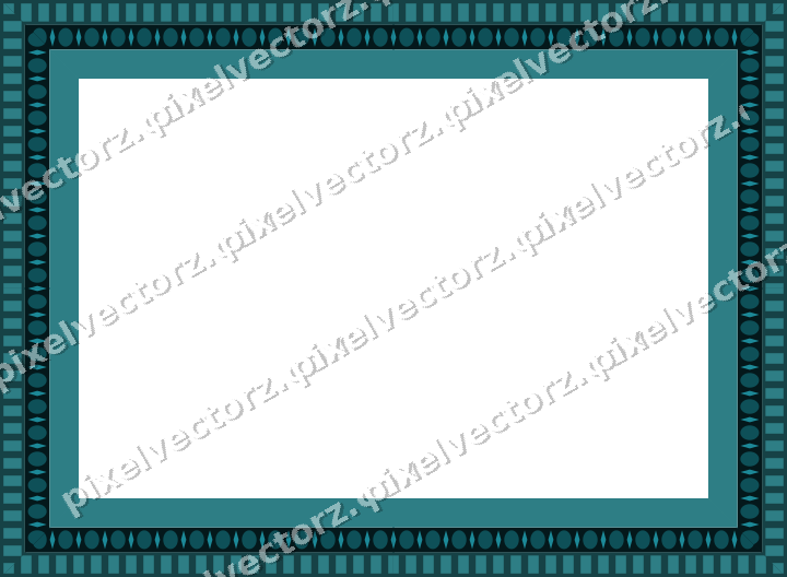 Decorative picture frame border in dark teal and orange with dentil