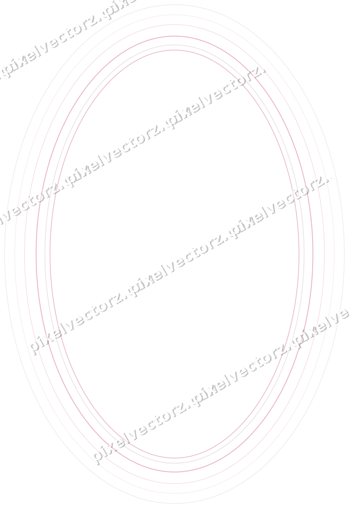 Decorative line art frame in pale pink and pale red with oval