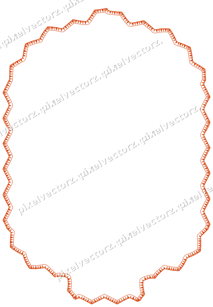 Decorative line art frame in orange and teal with label plaque