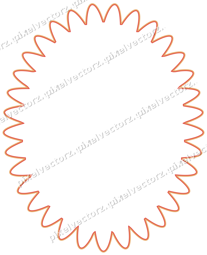 Decorative line art frame in red and orange with oval