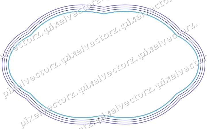 Decorative line art frame in blue and cyan with oval