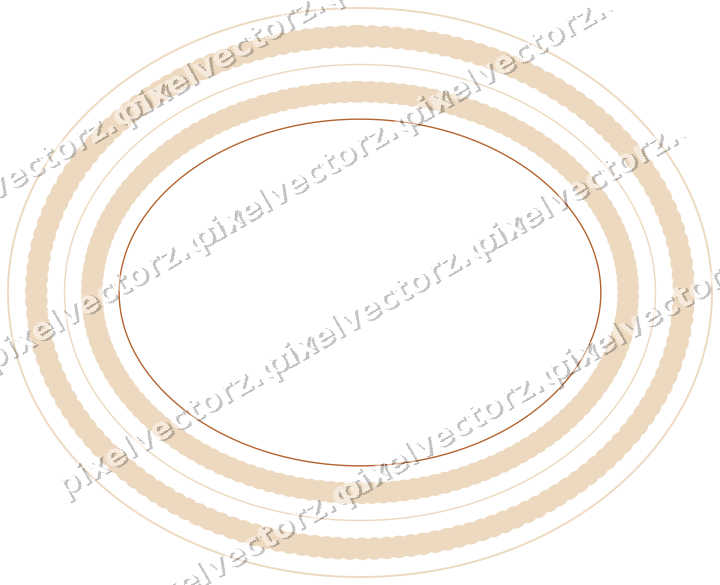 Decorative line art frame in dark green and orange with oval