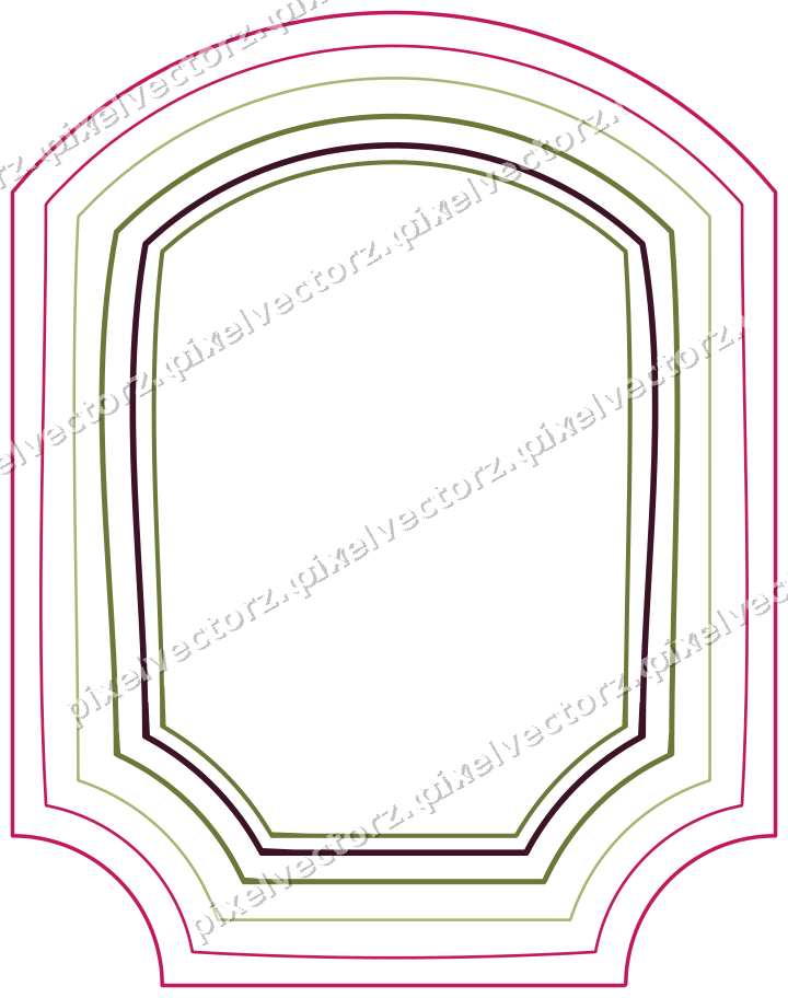 Decorative line art frame in lime and pink with label plaque