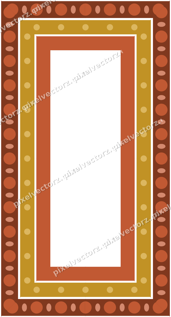 Decorative picture frame border in orange and amber with dot row