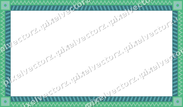 Decorative picture frame border in green and teal with diagonal band