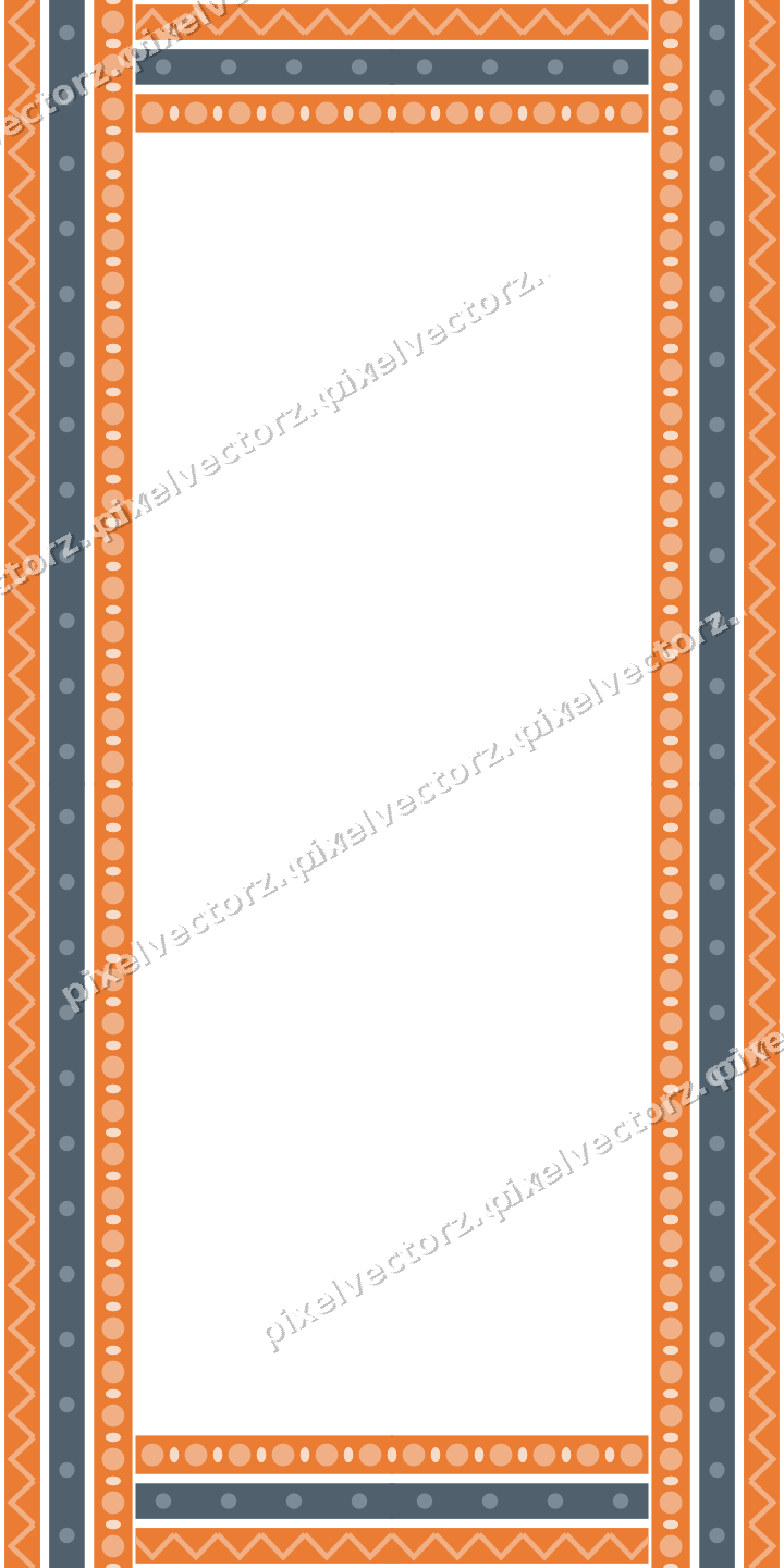 Decorative picture frame border in blue and orange with zigzag