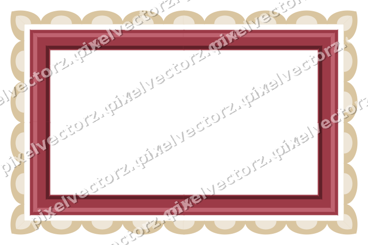 Decorative picture frame border in dark pink and red with scale band