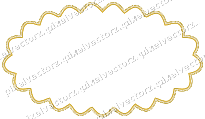 Decorative line art frame in amber and pale orange with oval