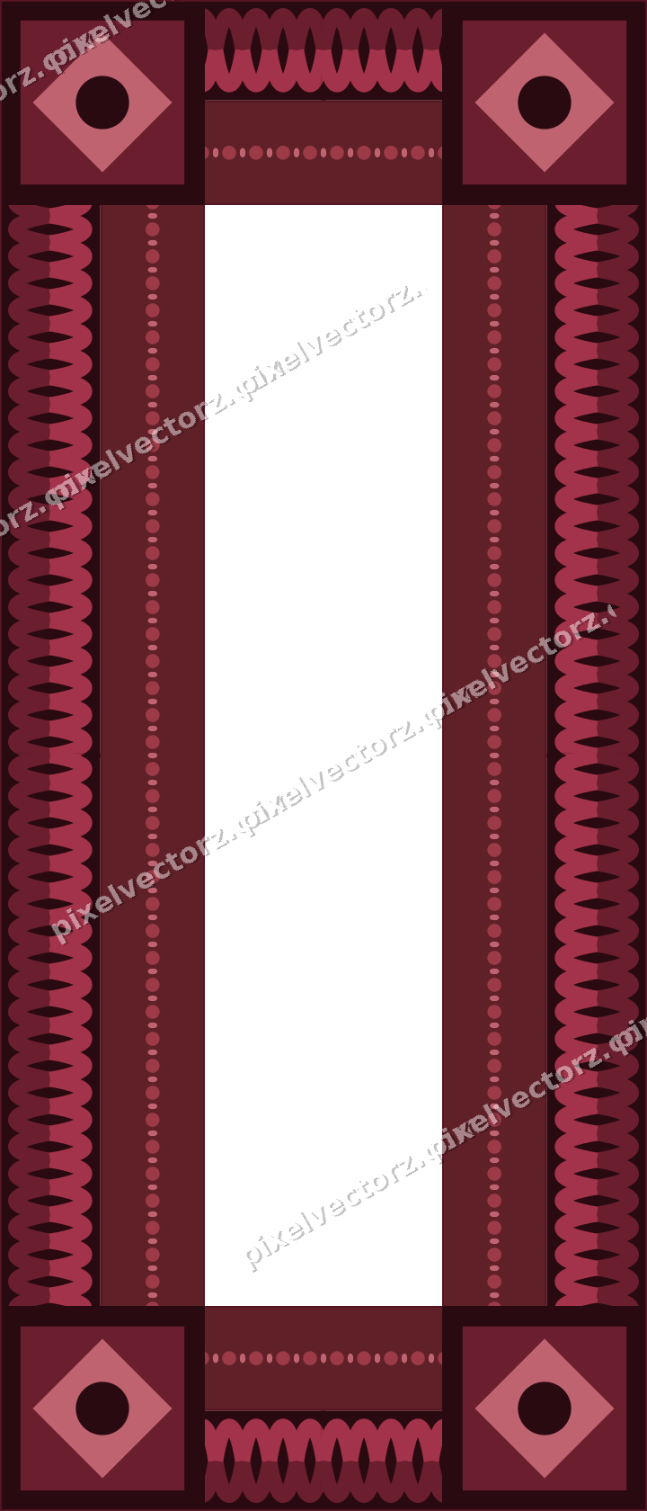 Decorative picture frame border in dark pink with bead and reel