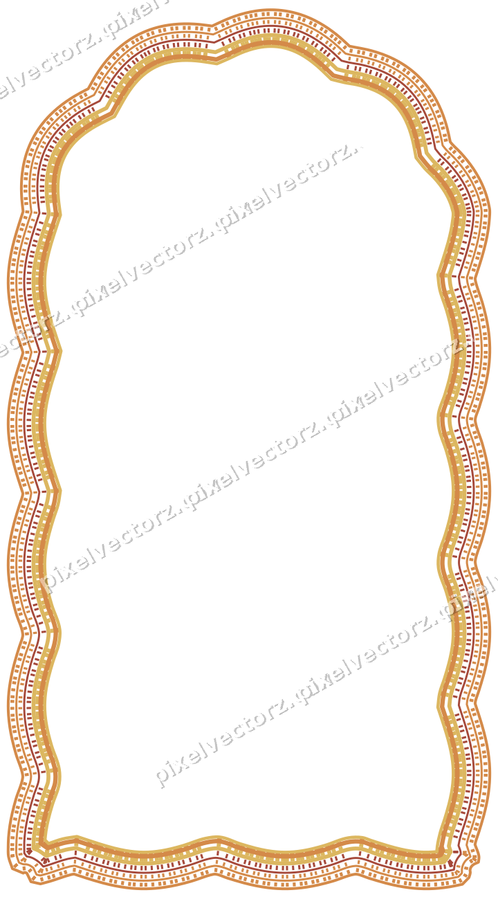 Decorative line art frame in orange and amber with label plaque