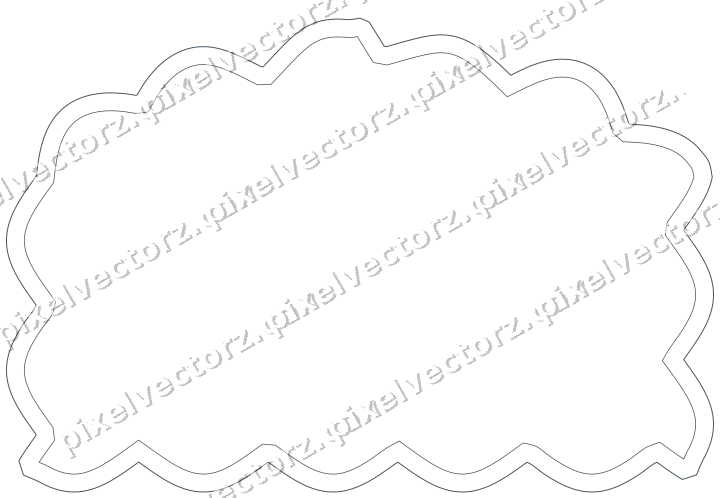 Decorative line art frame in blue and orange with label plaque