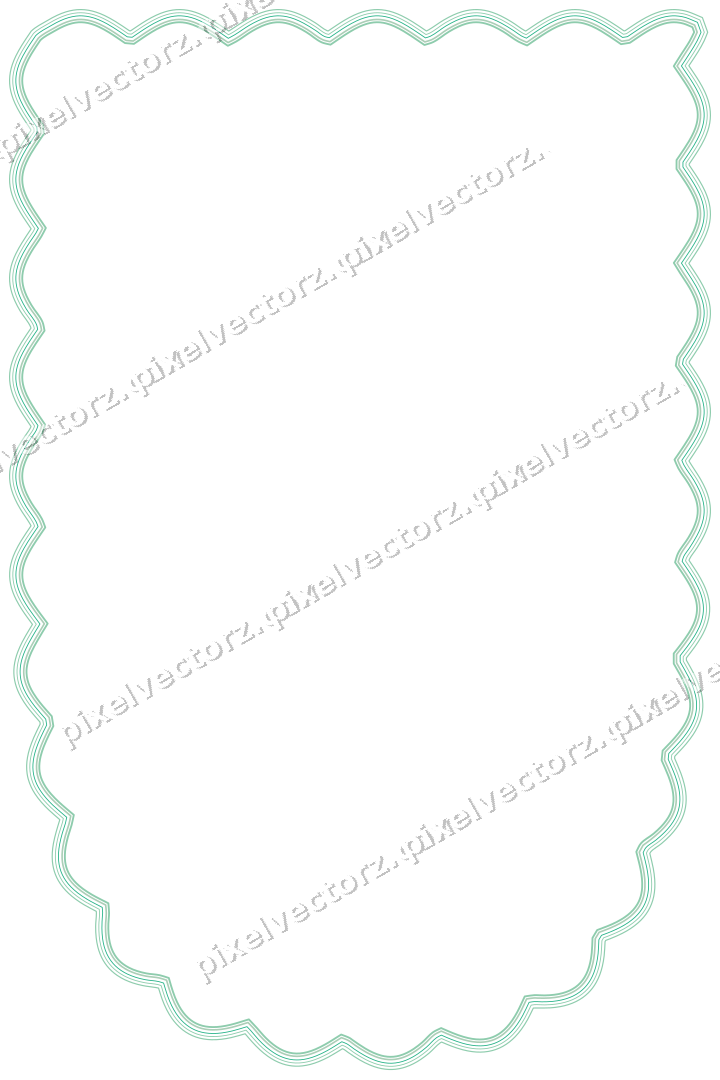 Decorative line art frame in green and teal with shield