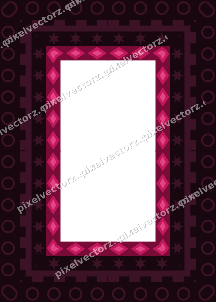Decorative picture frame border in lime and pink with star band