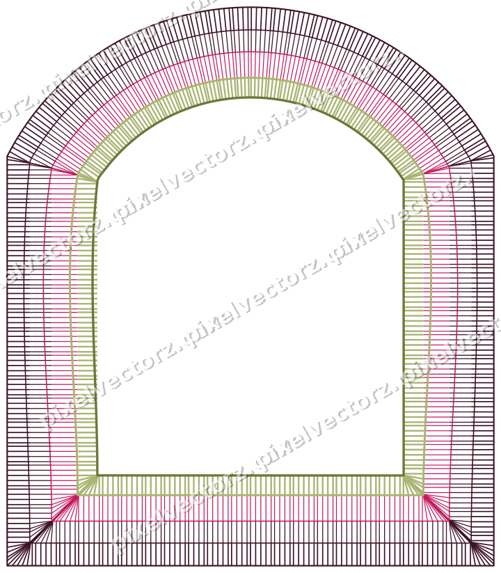 Decorative line art frame in lime and pink with label plaque