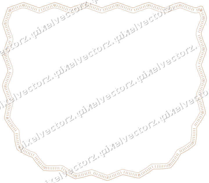 Decorative line art frame in orange and blue with shield