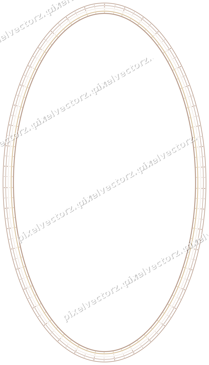 Decorative line art frame in amber and pale orange with oval