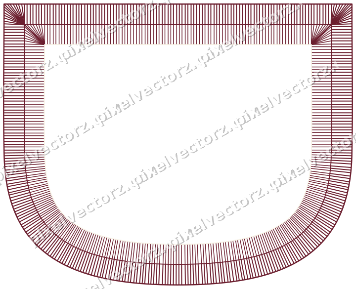 Decorative line art frame in dark pink and red with shield