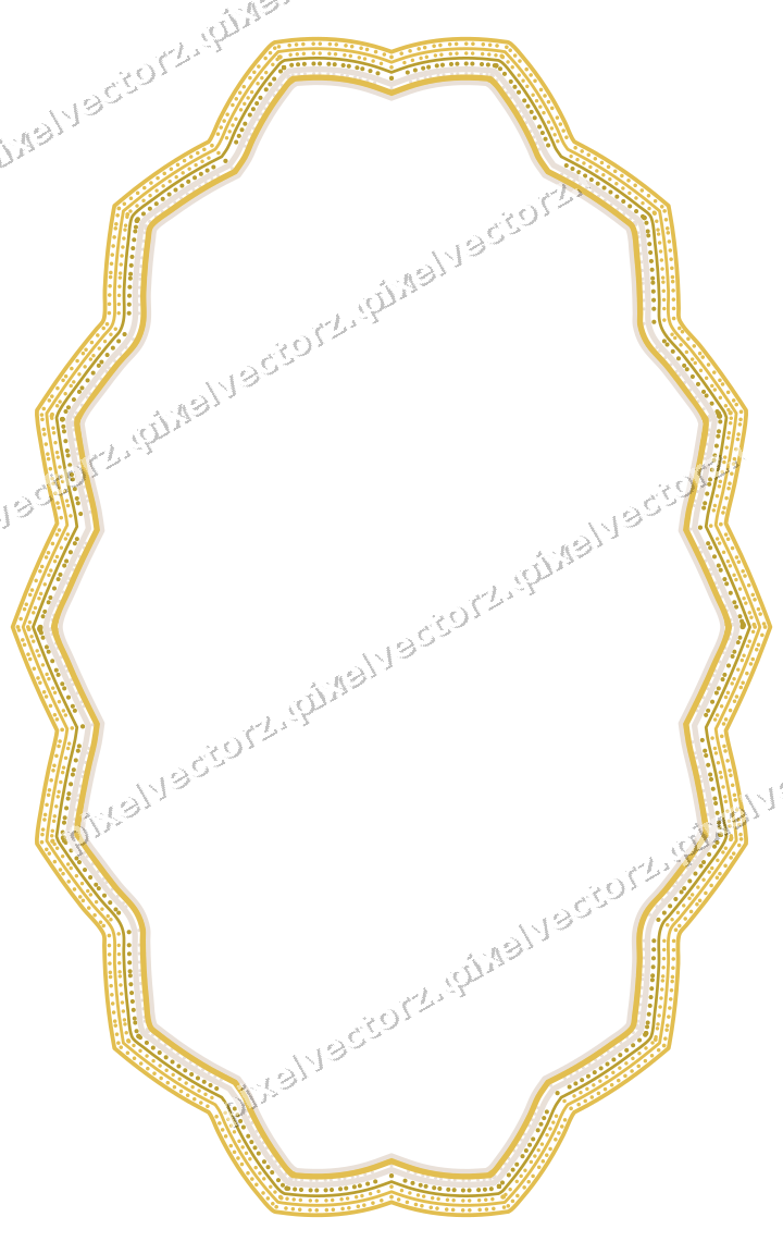 Decorative line art frame in amber and pale orange with oval