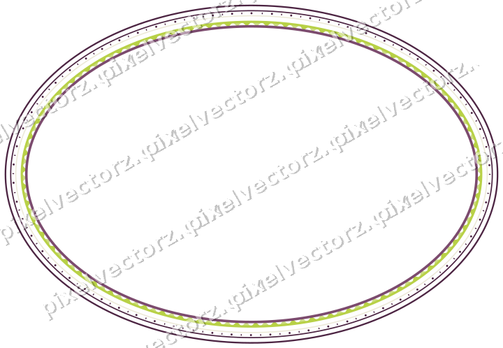 Decorative line art frame in dark magenta and lime with oval