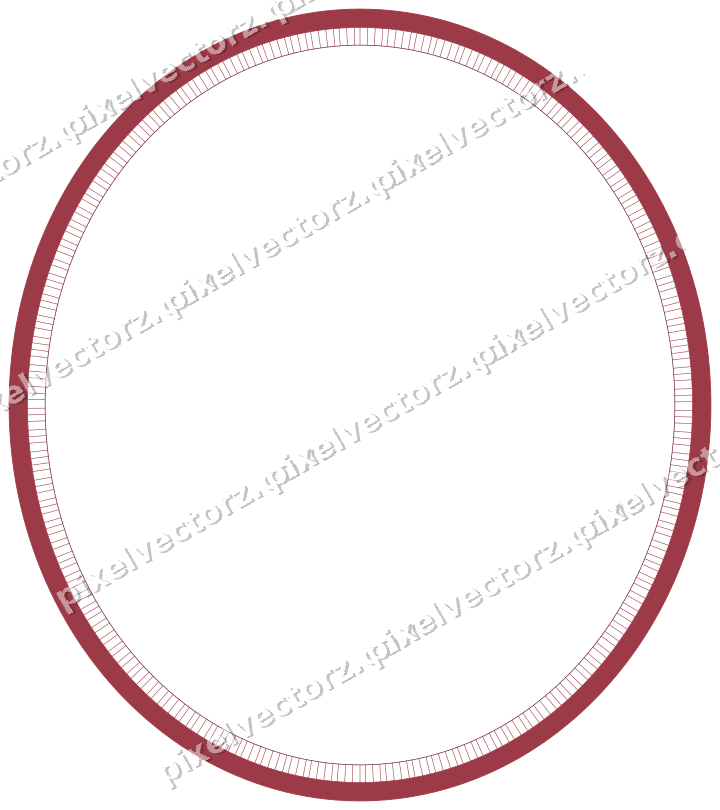 Decorative line art frame in dark pink and red with oval