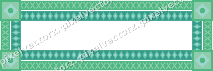 Decorative picture frame border in green and teal with cross band